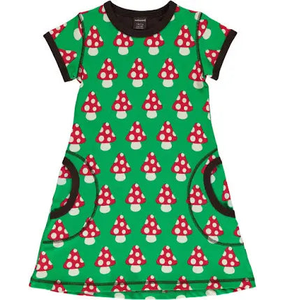Maxomorra Short Sleeve Dress Classic Mushroom