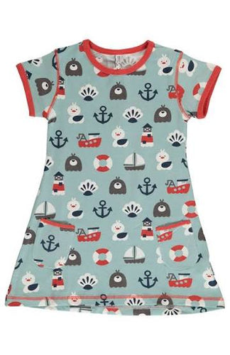 Maxomorra Short Sleeved Tunic Blue Ocean