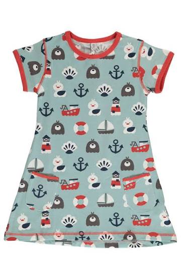 Maxomorra Short Sleeved Tunic Blue Ocean