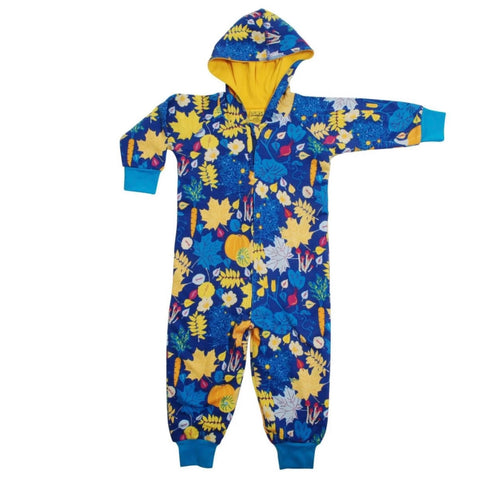 Duns Fall Flowers Blue Hood Suit