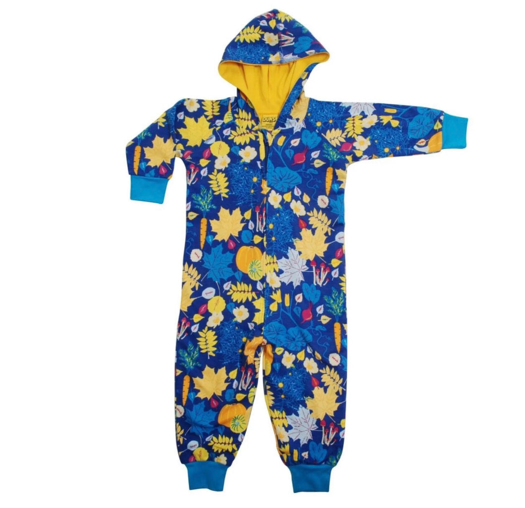 Duns Fall Flowers Blue Hood Suit