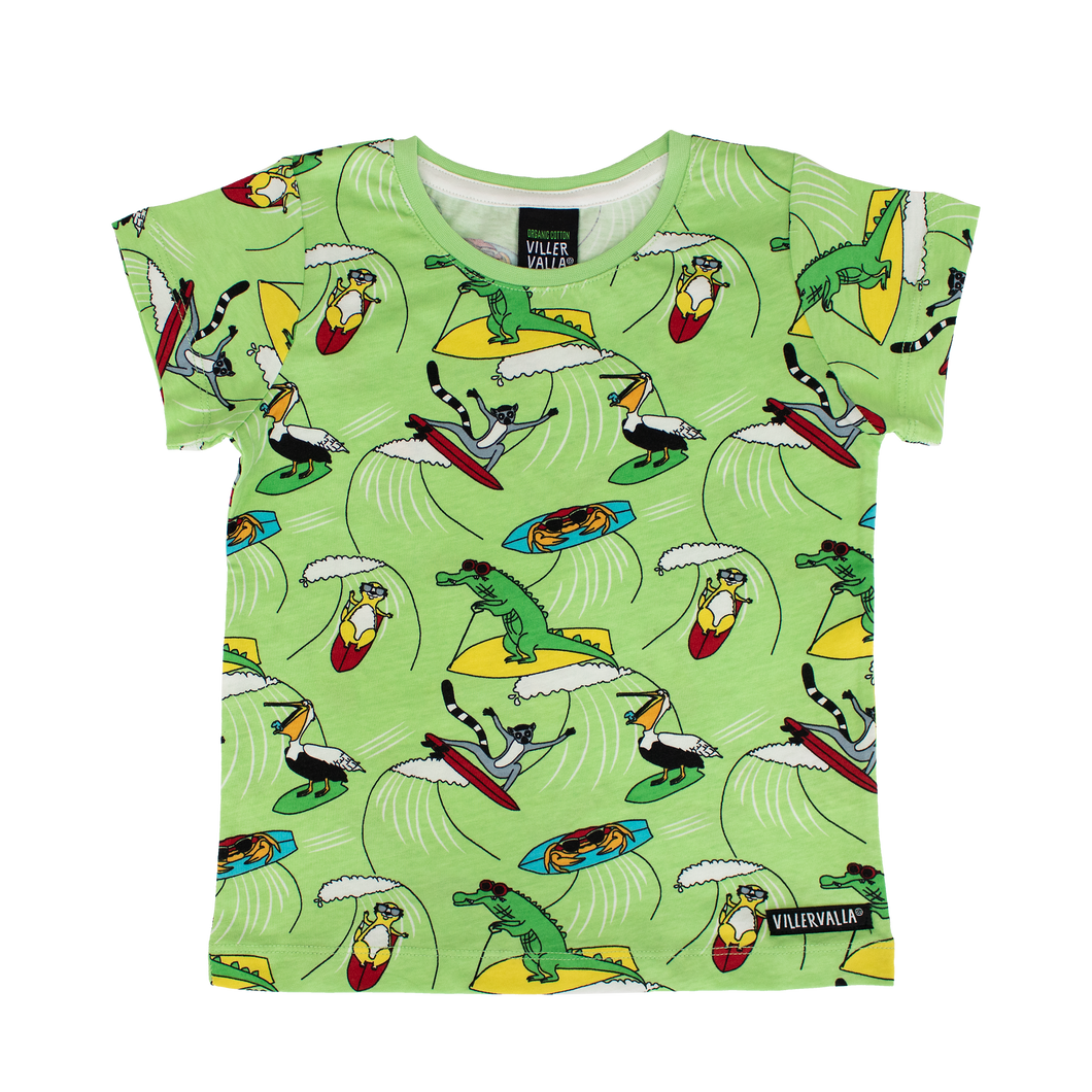Surfing Animals T-Shirt - Pea