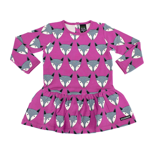 Villervalla Fox Print Dress with dropped skirt - Lotus