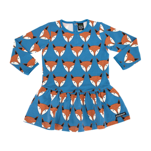 Villervalla Fox Print Dress with dropped skirt - Midmarine