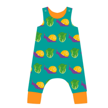 Load image into Gallery viewer, Pikolo Snail &amp; Lettuce Lined Dungarees