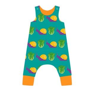 Pikolo Snail & Lettuce Lined Dungarees