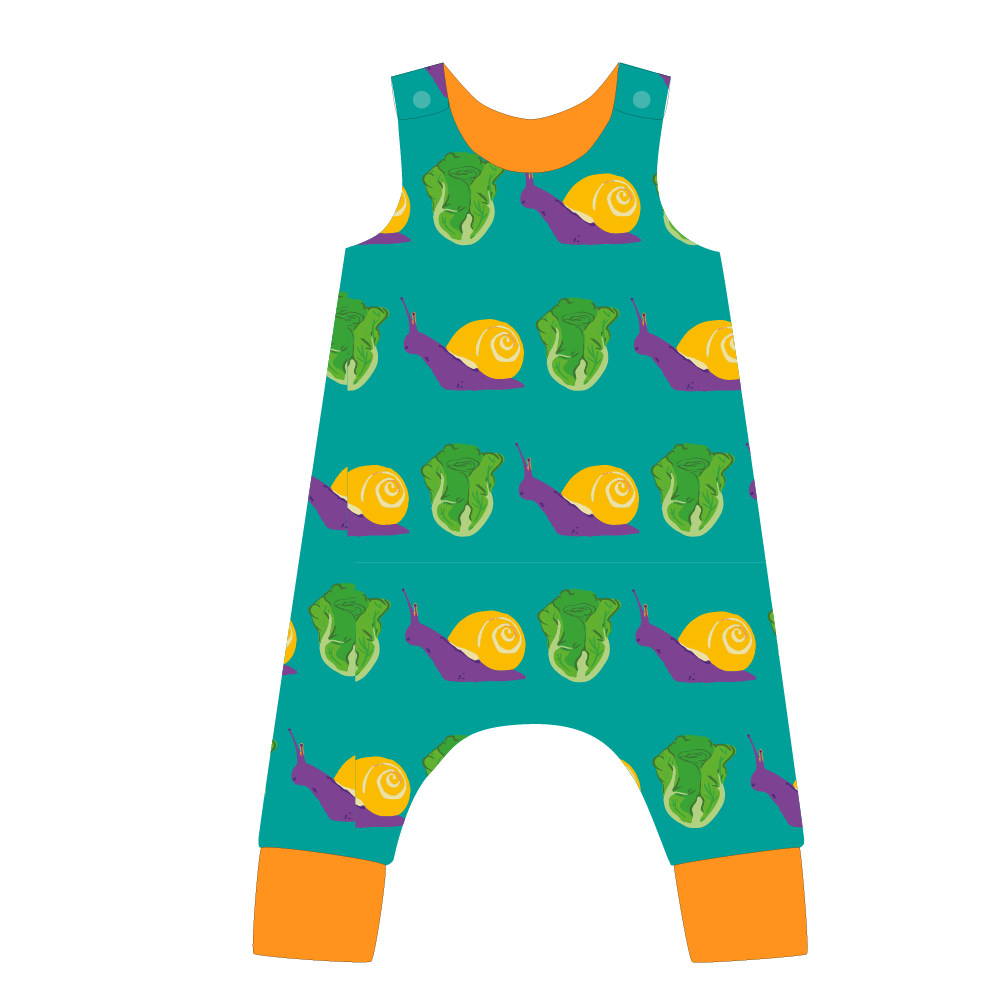 Pikolo Snail & Lettuce Lined Dungarees