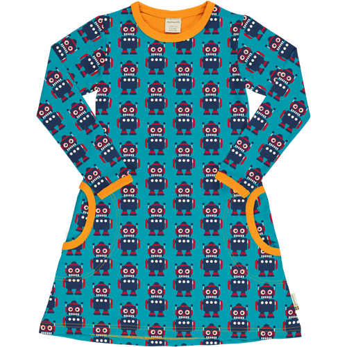 Maxomorra Classic Robot Long Sleeve Dress