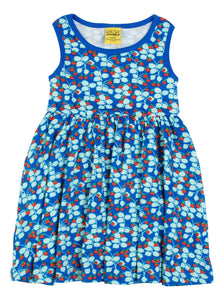 Duns Wild Strawberries Gathered Skirt Sleeveless Dress Blue