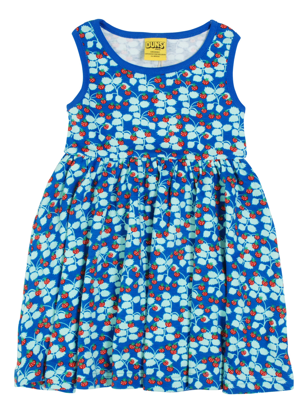 Duns Wild Strawberries Gathered Skirt Sleeveless Dress Blue